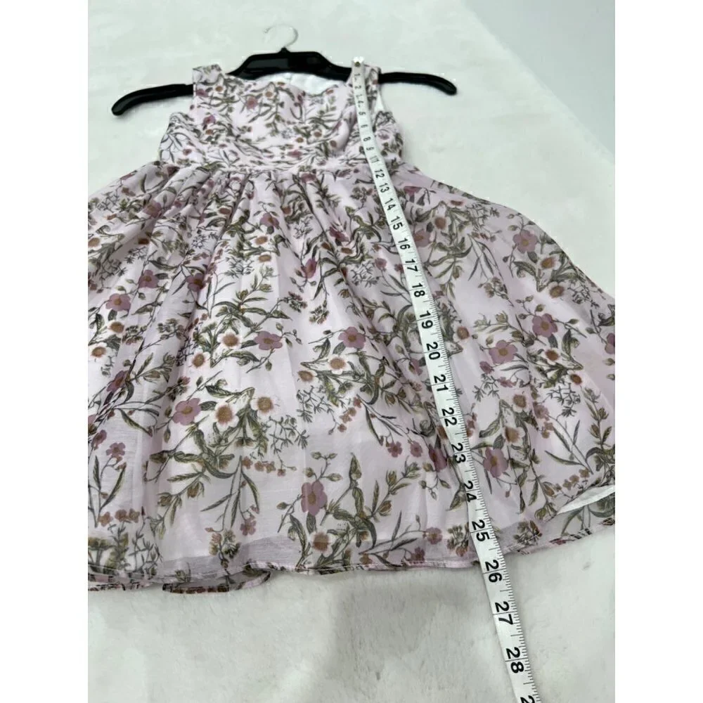 NWOT PIPPA & JULIE Kids' Size 5 Little Girl's Ditsy Floral Opaque Organza Dress